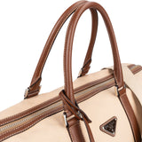 Prada Canvas Saffiano Leather Duffle Weekender 50 Travel Bag