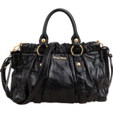 Miu Miu Vitello Lux Gathered Handbag