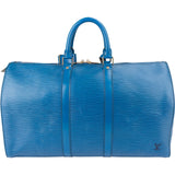 Louis Vuitton Blue Epi Leather Keepall 45 Travel Bag