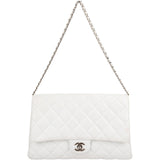 Chanel Quilted Caviar Leather Palladium Single Flap Shoulder Bag