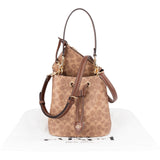 Coach Monogram Signature Canvas Small Drawstring Bucket Crossbody Bag