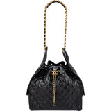 Chanel 25 Quilted Lambskin Drawstring Jumbo Bucket Shoulder Bag