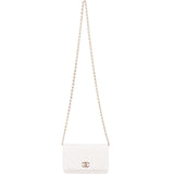 Chanel Wuilted Caviar Leather Jeweled CC Wallet On Chain Crossbody Bag