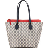 Gucci Blue Monogram GG Supreme Bicolor Leather Tote Shoulder Bag