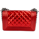 Chanel Quilted Patent Leather Small Boy Single Flap Crossbody Bag