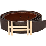 Hermès Brown Leather Perforated H Reversible Belt