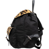 Prada Leopard Print Animal Hair Triangle Multipoket Drawstring Backpack