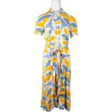 Miu Miu Multicolor Printed Shirt Button Knot Maxi Dress (40)