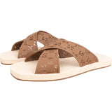 Gucci Multicolor Haselnut Crossed GG Rubber Slide Sandals (44)