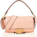 Fendi Embossed Monogram FF Leather Baguette Shoulder Crossbody Bag