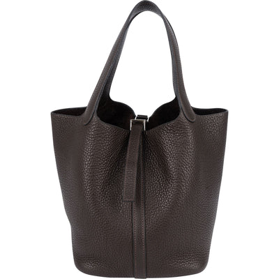Hermès Brun Clemence Picotin Lock 22 (MM) Handbag - vintageandkickz