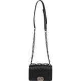 Chanel Chevron Quilted Lambskin Small Boy Single Flap Crossbody Bag