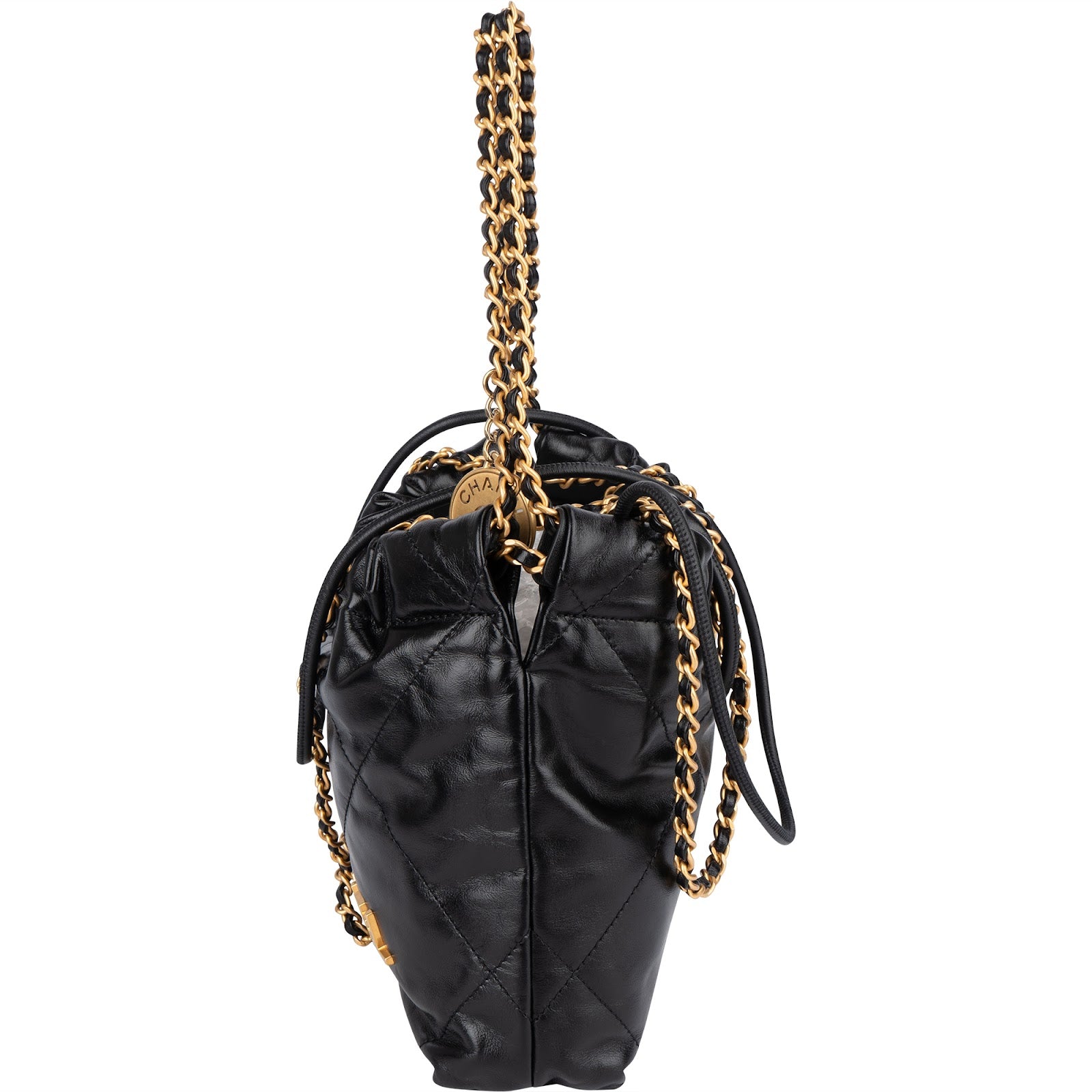 Chanel 22 Stitching Lambskin Small Drawstring Bag Handbag - vintageandkickz