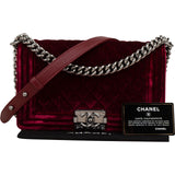 Chanel Quilted Velvet Medium Boy Crossbody Bag