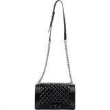 Chanel Quilted Patent Leather Medium Boy Crossbody Bag