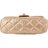 Chanel Quilted Metallic Leather Clip Bar CC Single Flap Crossbody Bag