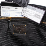 Prada Crinkled Vernice Naplak Leather Zip Around Tote Shoulder Bag