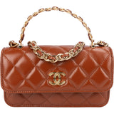 Chanel Quilted Lambskin Single Flap Wallet on Chain Crossbody Bag