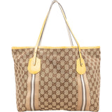 Gucci Monogram GG Canvas Patent Leather Web Stripe Tote Shoulder Bag