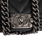 Chanel Chevron Quilted Lambskin Small Boy Single Flap Crossbody Bag