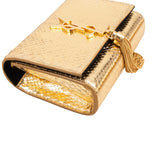 Yves Saint Laurent Gold Python-Embossed Leather Mini Kate Tassel Crossbody Bag
