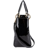Christian Dior Quilted Patent Leather Lady Dior Handbag - vintageandkickz