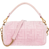 Fendi Monogram FF Embossed Suede Baguette Crossbody Handbag