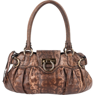 Salvatore Ferragamo Python Marisa Satchel Shoulder Bag