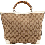 Gucci Monogram GG Canvas Patent Leather Bamboo Kids Handbag