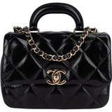 Chanel Quilted Patent Calfskin Coco Handle Single Flap Crossbody Bag