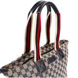 Gucci Plus Monogram GG Canvas Web Shopper Tote Handbag