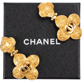 Chanel Vintage Clover Cross Flower CC Clip-On Earrings