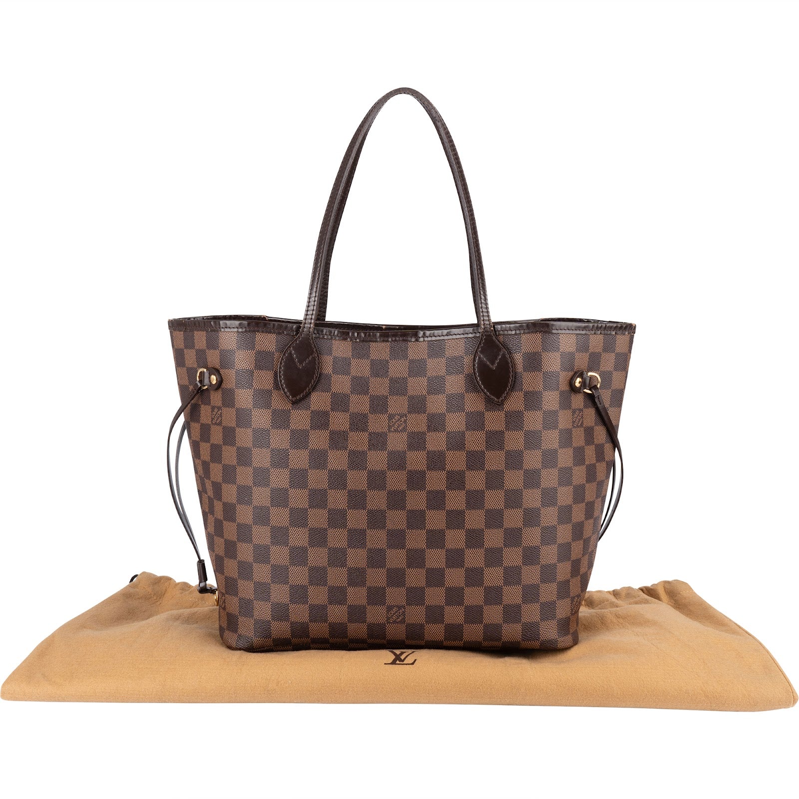 Louis Vuitton Monogram Damier Ebene Canvas Neverfull MM Shoulder Bag - vintageandkickz