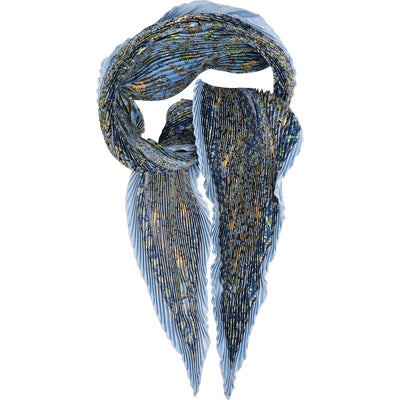 Hermès Bleu Lavande Plissé Twilly Scarf Tuch
