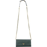 Prada Green Saffiano Leather Wallet On Chain Crossbody Bag