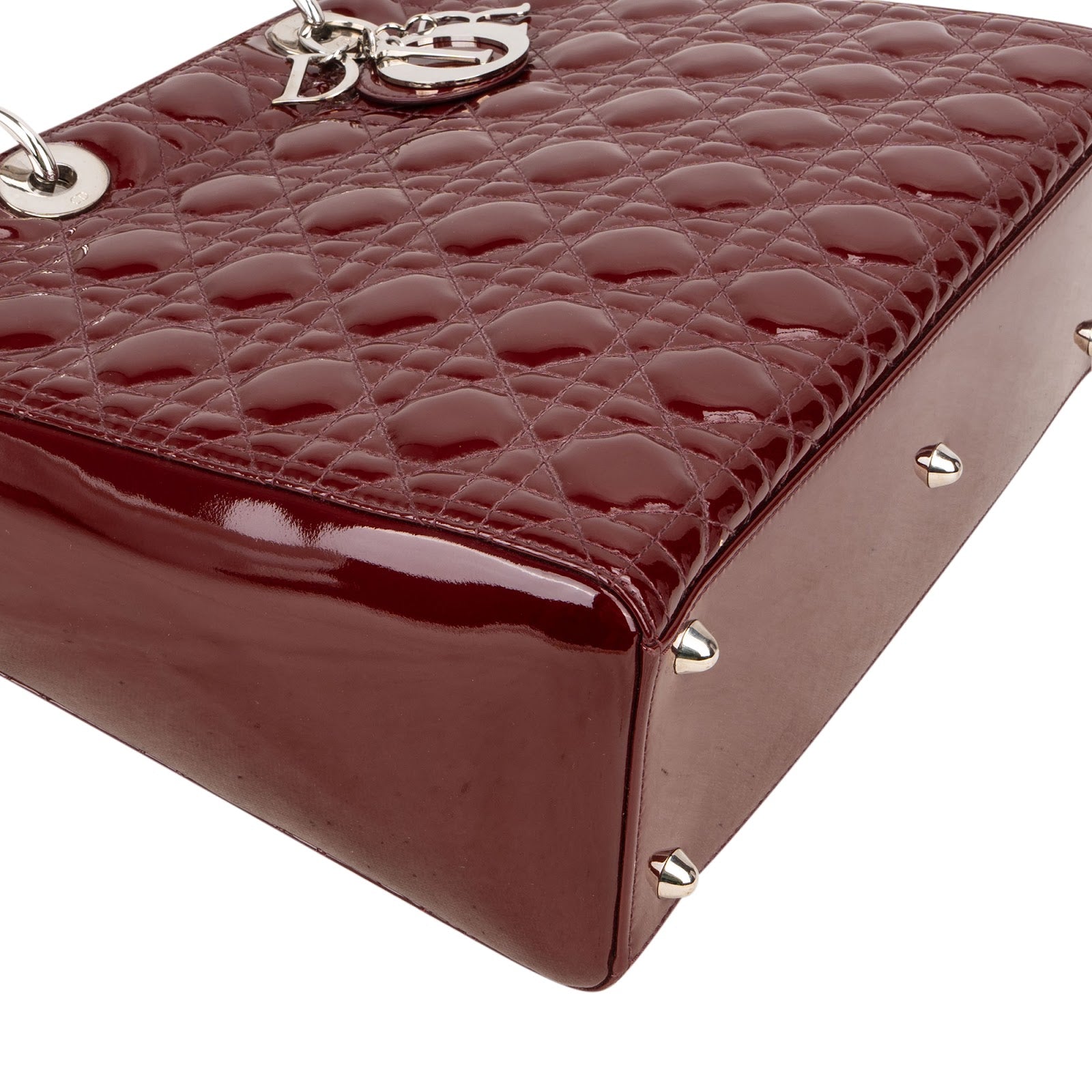 Christian Dior Quilted Patent Leather Lady Dior Handbag - vintageandkickz