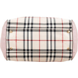 Burberry Haymarket Check Leather Canter Tote Shoulder Bag