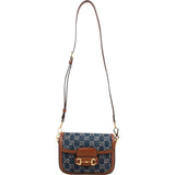 Gucci Monogram GG Denim Horsebit 1955 Shoulder Crossbody Bag