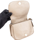 Gucci Pebbled Metallic Leather Soho Mini Saddle Chain Crossbody Bag