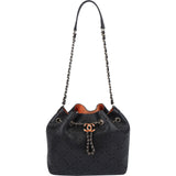 Chanel Perforated Caviar Leather Drawstring Bucket Shoulder Bag