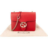 Gucci Red Grained Leather Interlocking GG Crossbody Bag