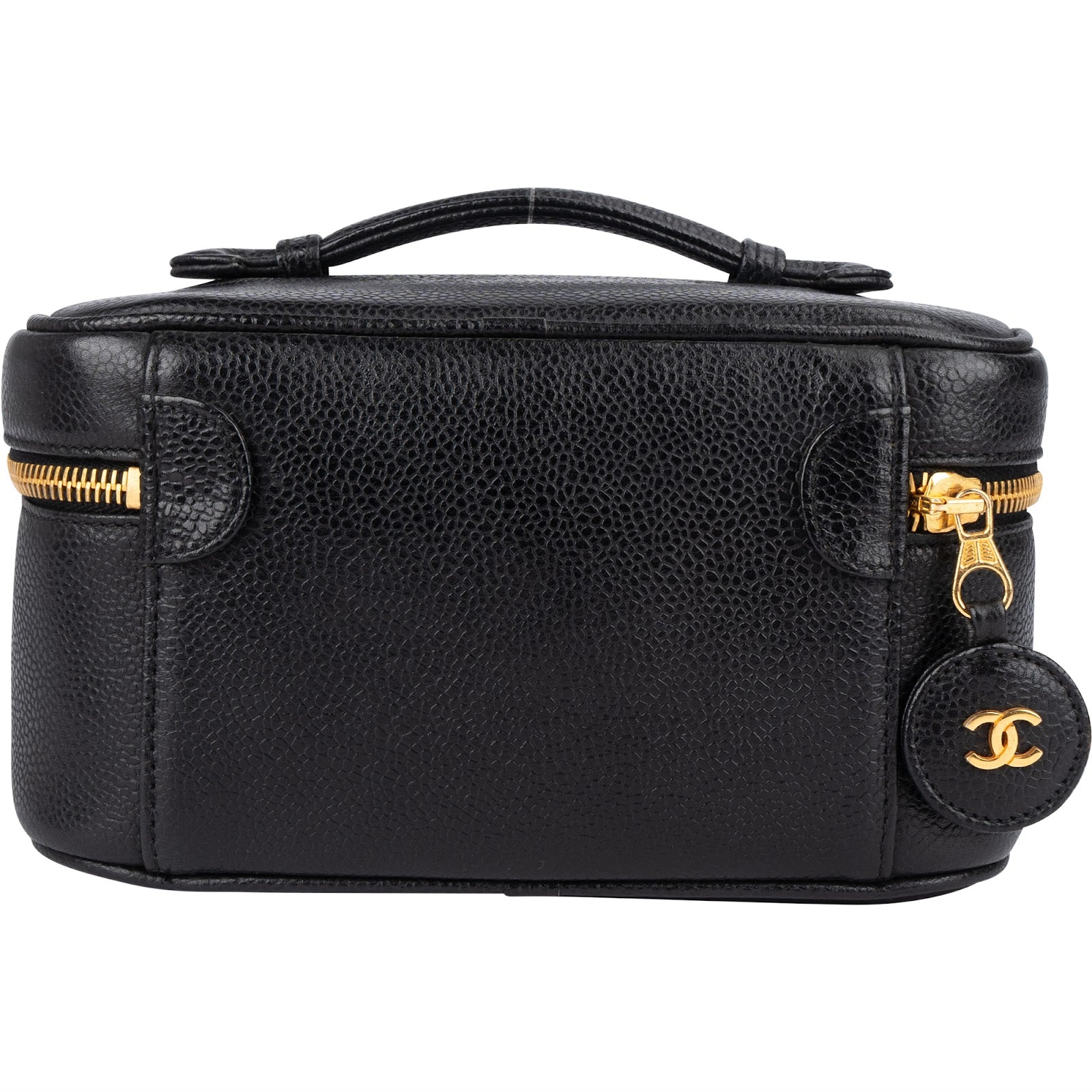 Chanel Caviar Leather Vanity Case Handbag - vintageandkickz