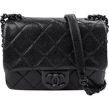 Chanel Quilted Caviar Leather Ultramatte So Black Mini Rectangular Single Flap Crossbody Bag