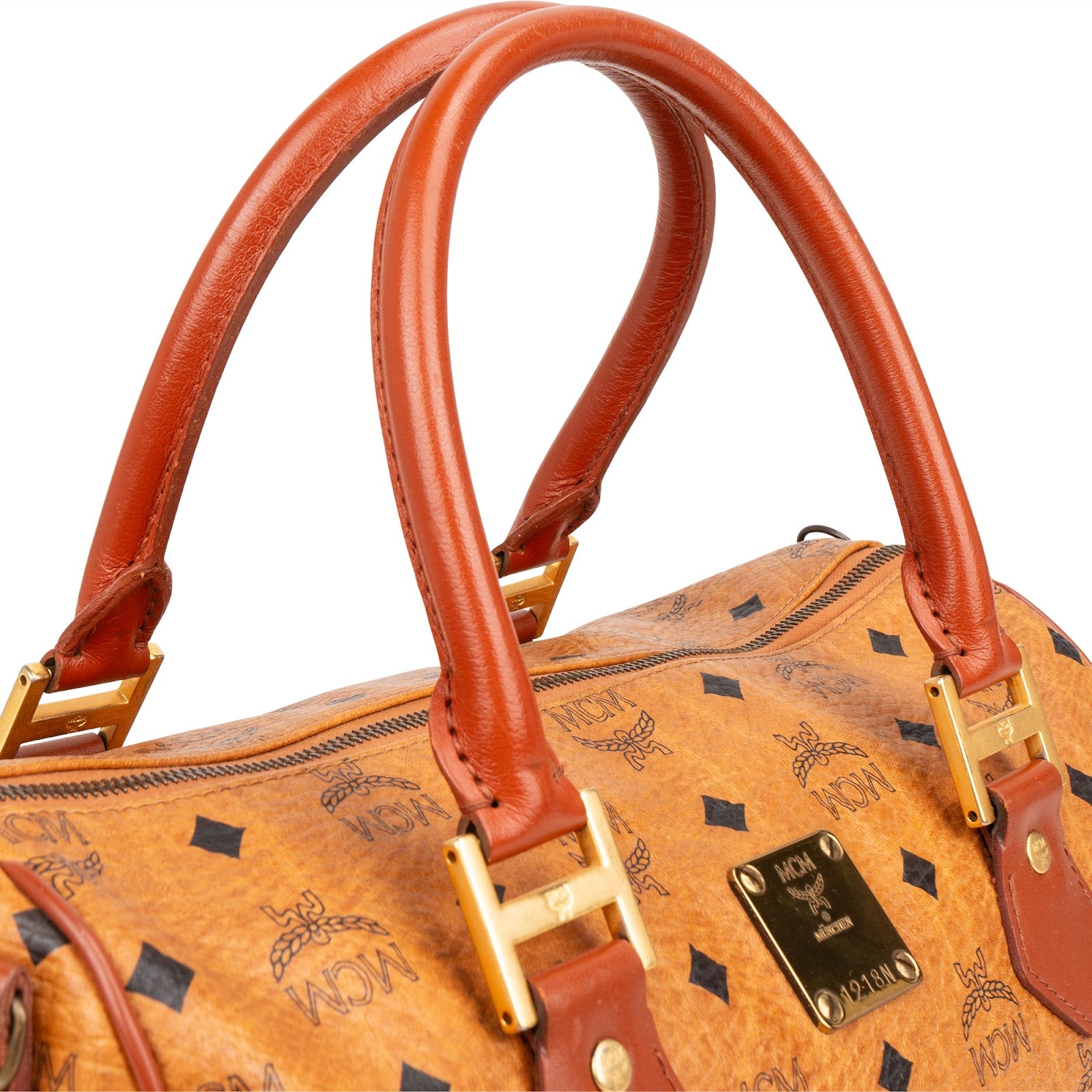 MCM Monogram Visetos Boston Handbag - vintageandkickz