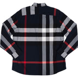 Burberry Navy Giant Nova Check Monogram Longsleeve Shirt (XXL)