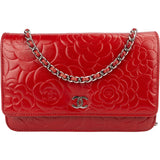 Chanel Camellia Lambskin Leather Wallet on Chain Crossbody Bag