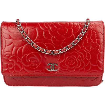 Chanel Camellia Lambskin Leather Wallet on Chain Crossbody Bag