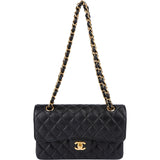 Chanel Quilted Caviar Leather Gold Small Double Flap Shoulder Bag