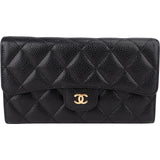 Chanel Quilted Caviar Leather Classic Flap Wallet