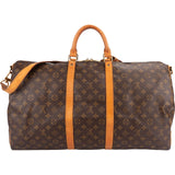 Louis Vuitton Monogram Canvas Keepall 55 Bandoulière Travel Bag